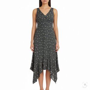 Jonathan Martin Womens Black Floral Polyester Sleeveless Midi Dress Size 6